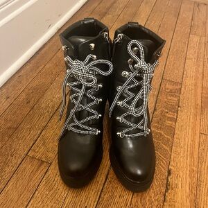 REBECCA MINKOFF Womens Black Leather Combat Boots 9.5 M